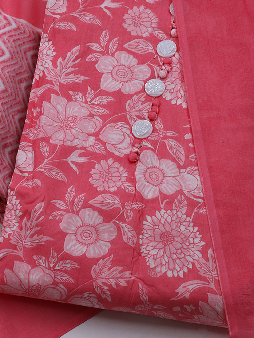 Printed Cotton Blend Unstitched Suit With Dupatta