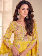 Embroidered Simmar Kurta With Gharara & Dupatta