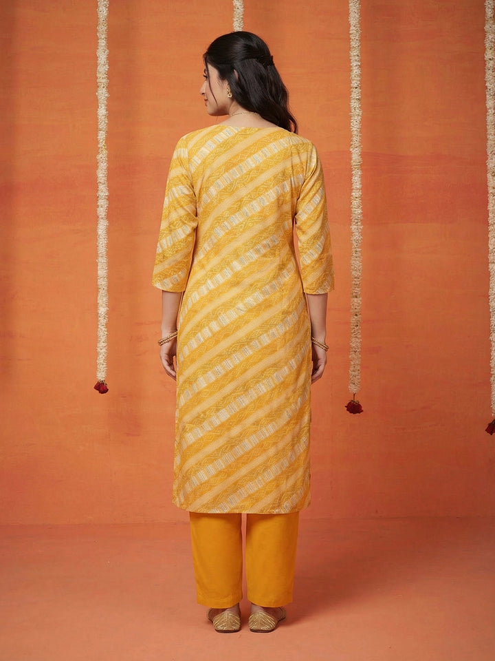 Printed Cotton Blend Kurta With Pant