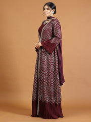 Gota Embroidery Crepe Kurta With Jacket & Dupatta