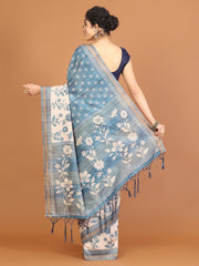 Digital Printed Tussar Woven Saree