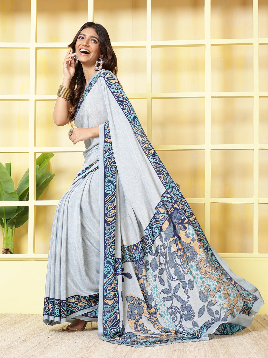 Digital Printed Crepe Saree
