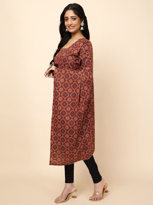 Neck Patti Cotton Blend Unstitched Suit With Dupatt