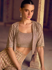 Embroidered Georgette Choli & Gharara With Jacket