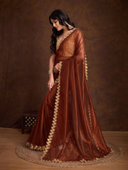 Stone Embroidery Tissue Saree