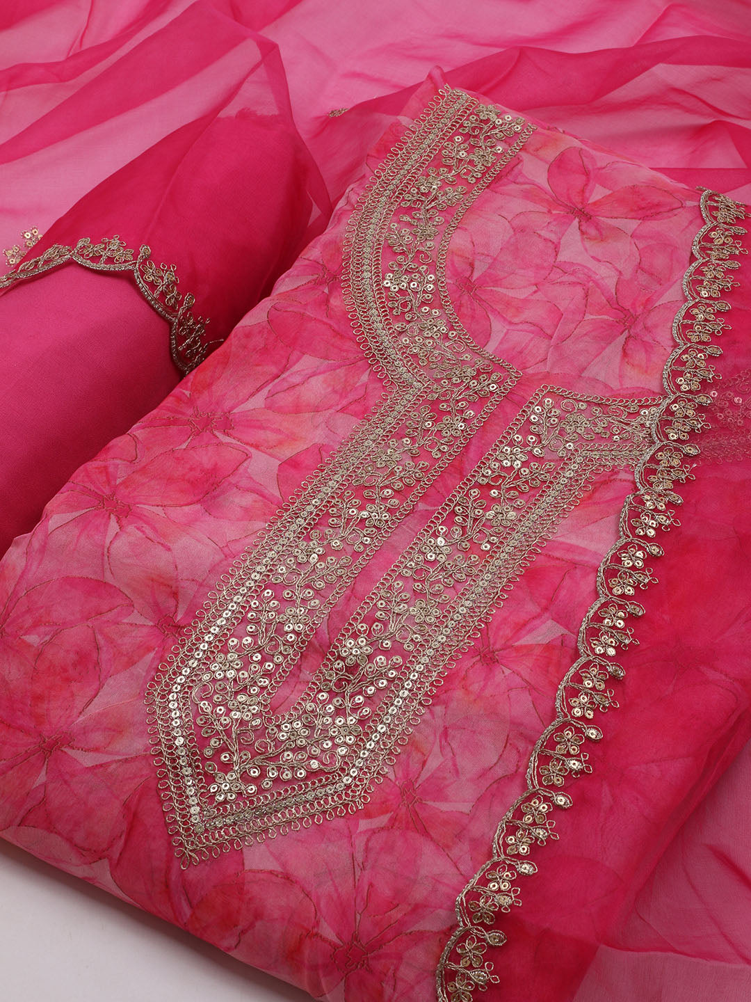 Zari Jaal Art Silk Unstitched Suit With Dupatta