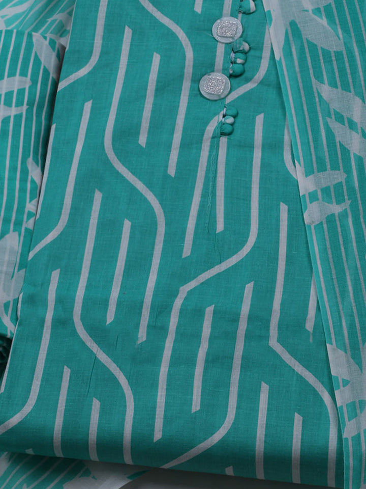 Printed Cotton Blend Unstitched Suit With Dupatta