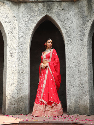 Banarsi Weave Georgette Choli With Lehenga & Dupatta