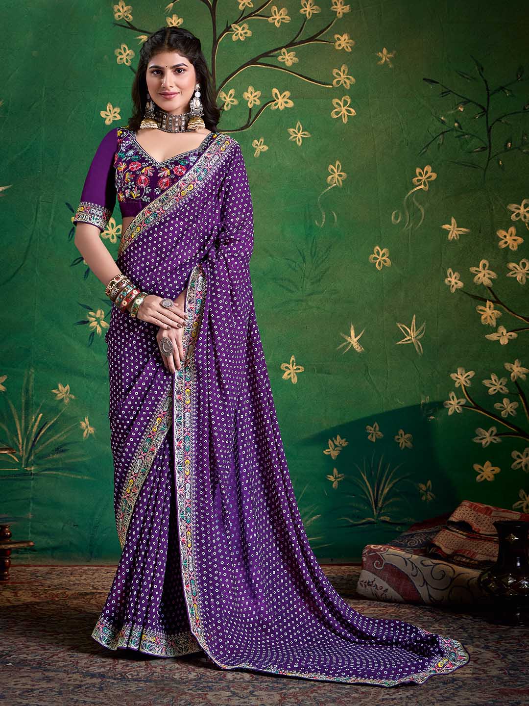 Bandhani Printed Georgette Saree