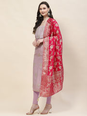 Floral Woven Chanderi Unstitched Suit Piece With Dupatta