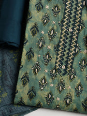 Printed Cotton Blend Unstitched Suit With Dupatta