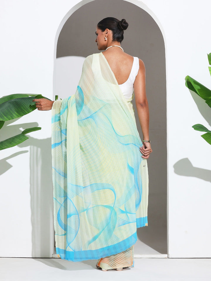 Floral Printed Crepe Saree