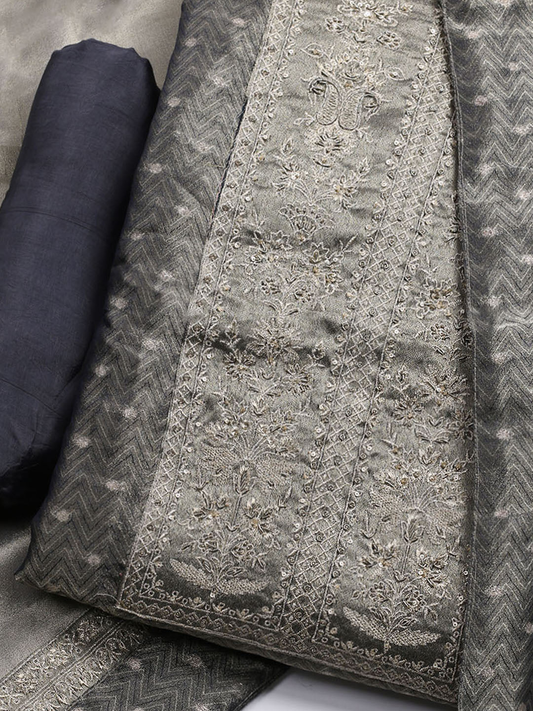 Banarasi Tissue Unstitched Suit With Dupatta