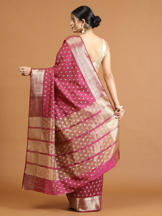 Zari Border Booti Handloom Woven Saree