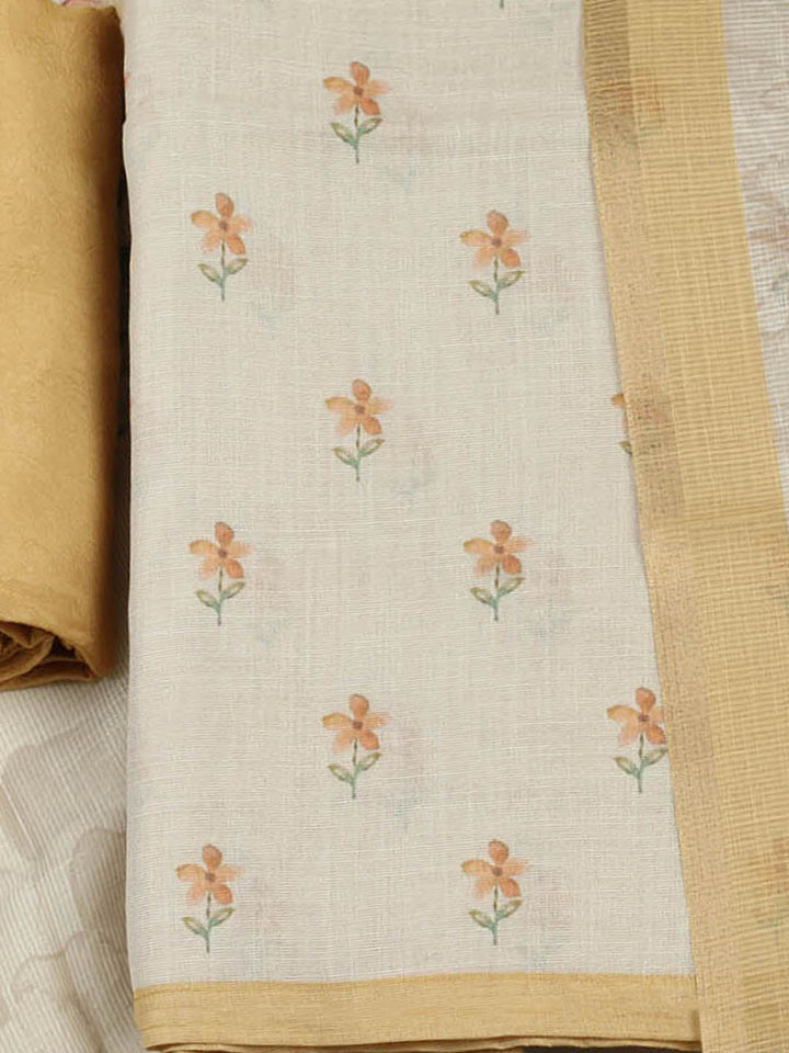 Printed Tissue Unstitched Suit With Pant &amp; Dupatta