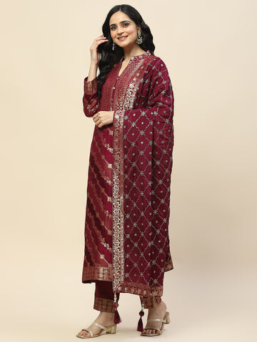 Zari Jaal Handloom Unstitched Suit Piece With Dupatta