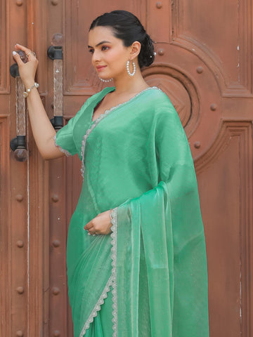 Cutdana Embroidery Organza Saree