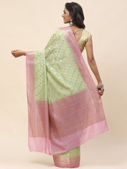 Zari Border Booti Woven Cotton Saree