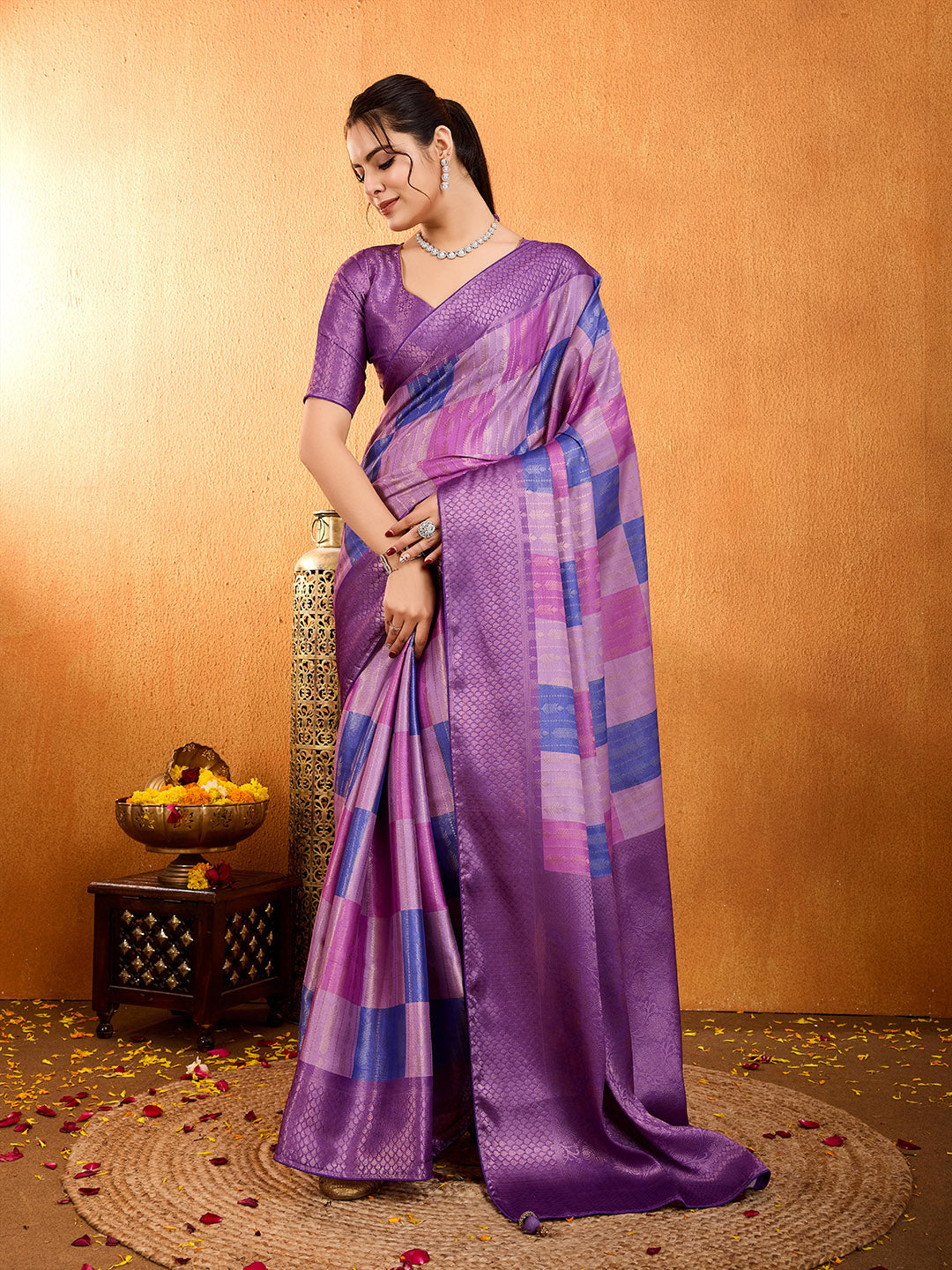 Block Printed Art Silk Saree