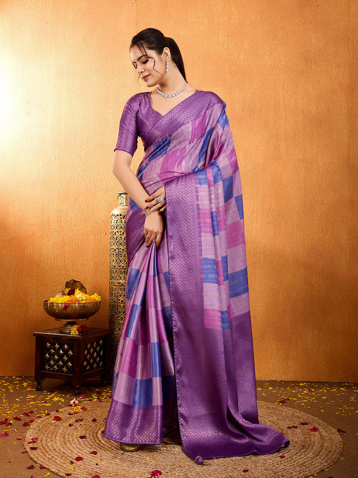 Block Printed Art Silk Saree