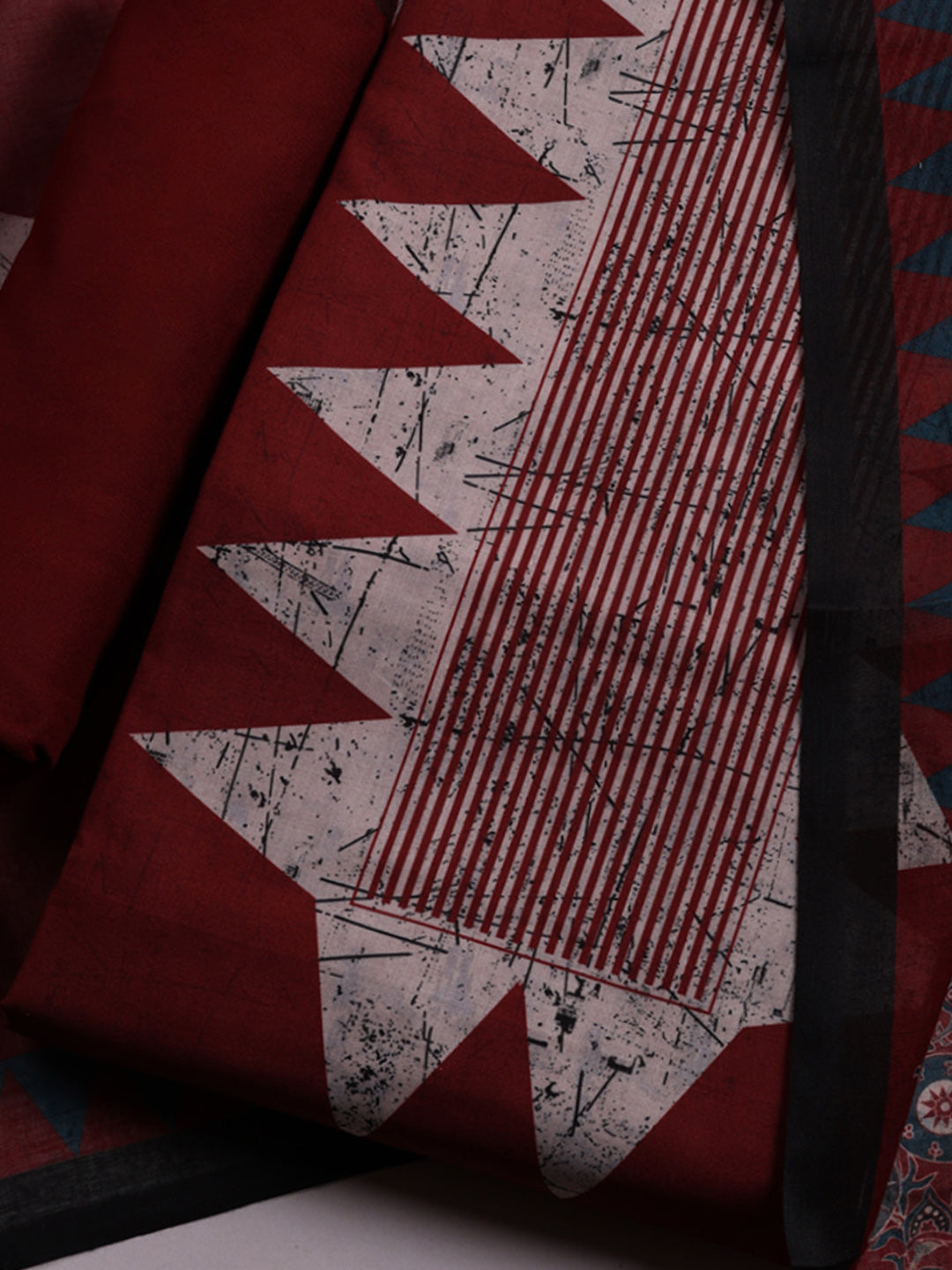 Embroidered Cotton Blend Unstitched Suit With Pant &amp; Dupatta