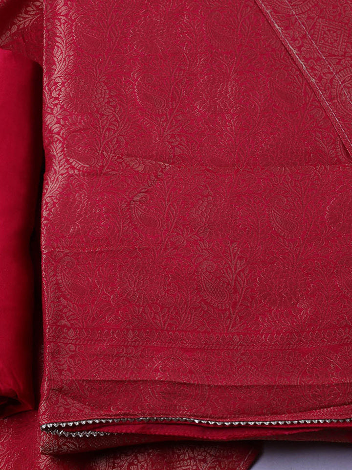 Woven Design Chanderi Unstitched Suit With Pant &amp; Dupatta