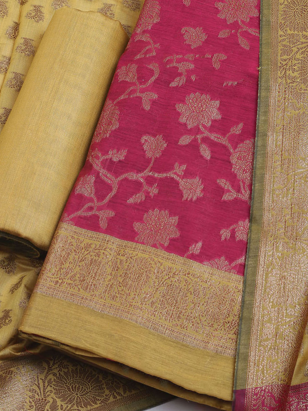 Woven Chanderi Unstitched Suit With Dupatta