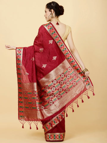 Zari Booti Woven Handloom Saree