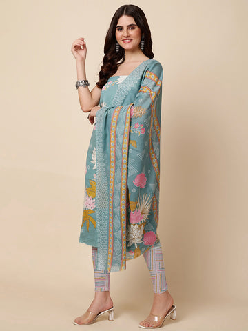 Printed Cotton Unstitched Suit Dupatta