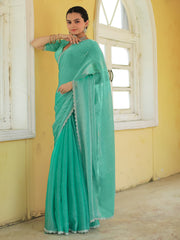 Embroidered Chinon Saree