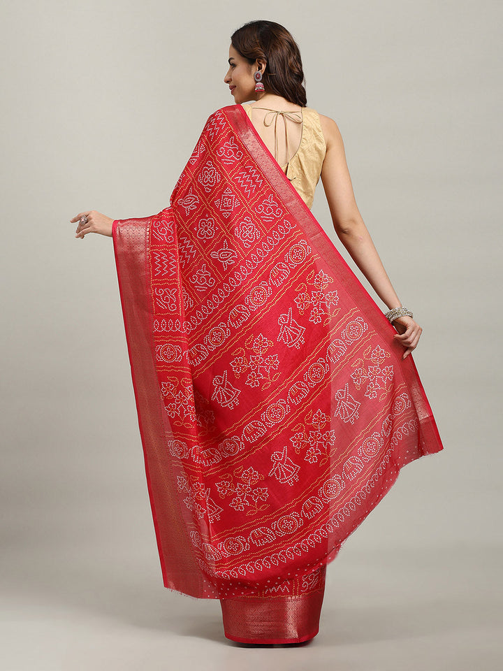 Bandhani Printed Dola Cotton Saree