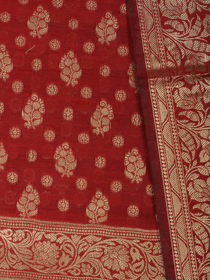 Woven Design Chanderi Unstitched Suit With Pant &amp; Dupatta