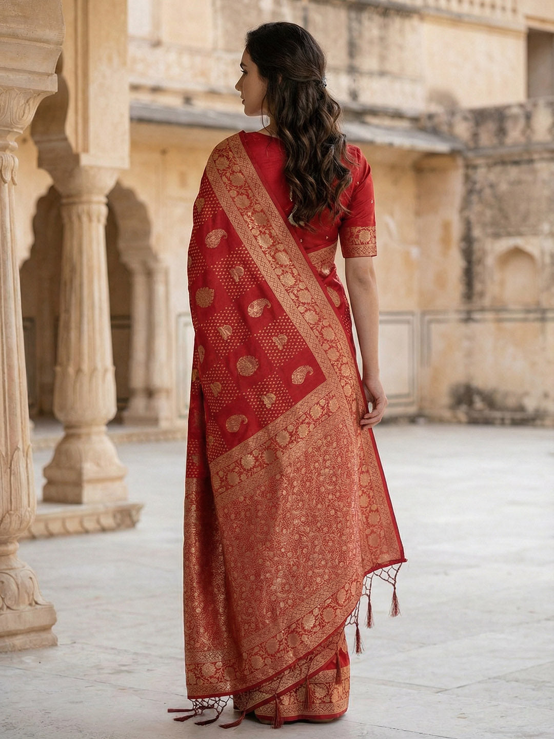 Plain Crepe Saree