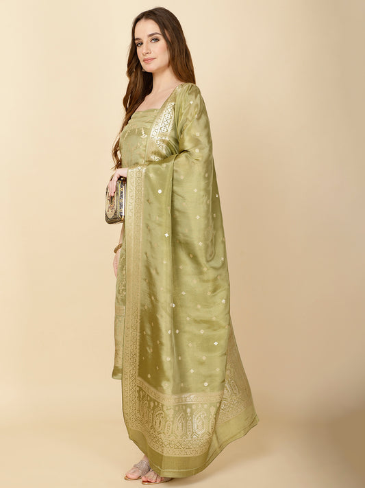 Floral Woven Chanderi Unstitched Suit Piece With Dupatta