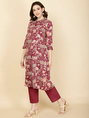 Floral Printed Cotton Kurta With Pants