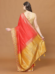 Zari Border Booti Art Silk Woven Saree