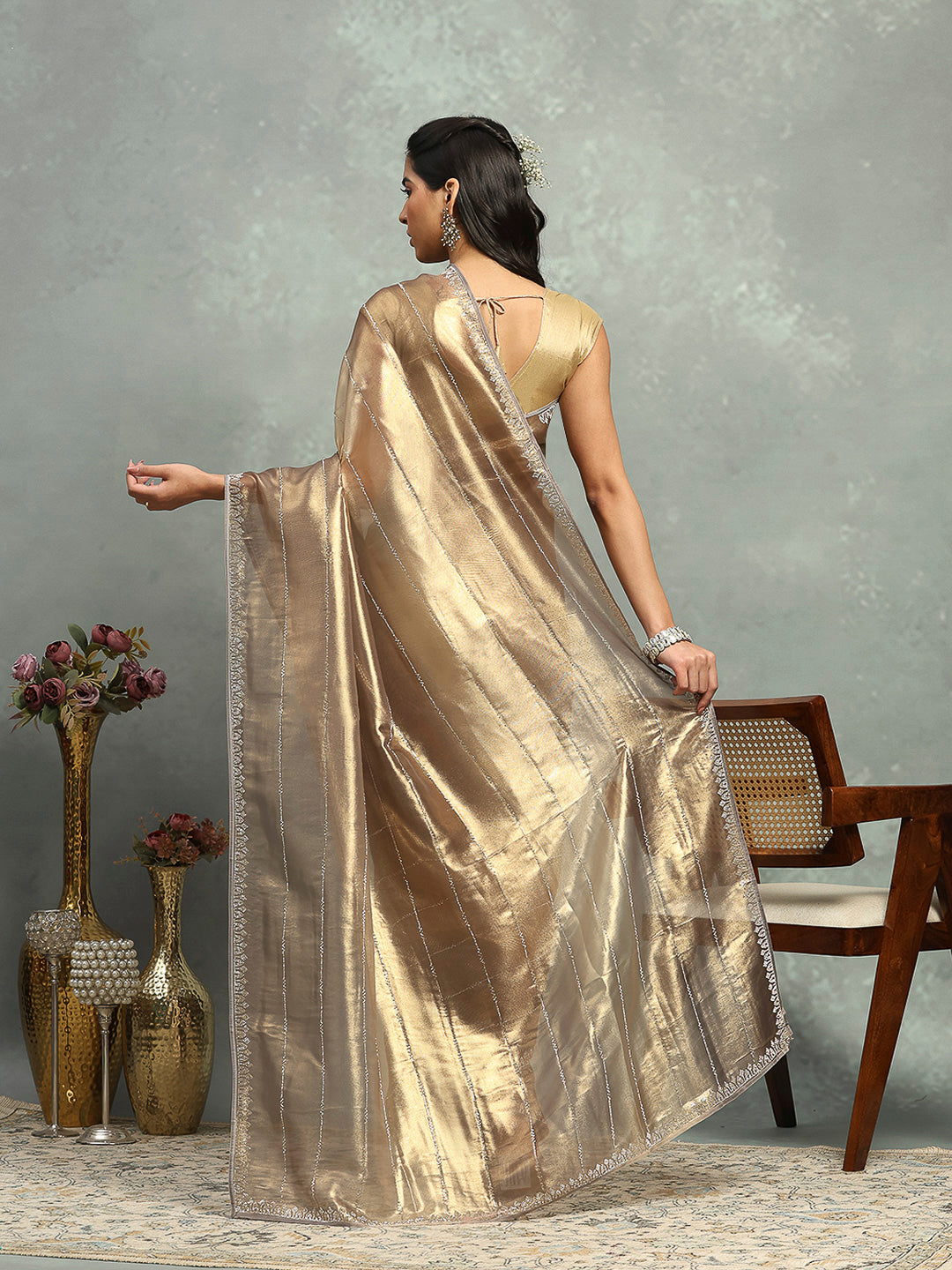 Stone Embellished Tissue Saree