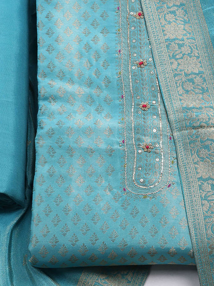 Woven Design Tissue Unstitched Suit With Dupatta