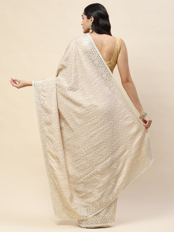 Straight Embroidery Printed Tussar Saree