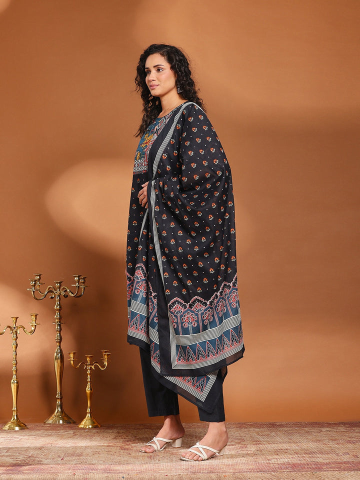 Printed Cotton Blend Kurta With Pant &amp; Dupatta