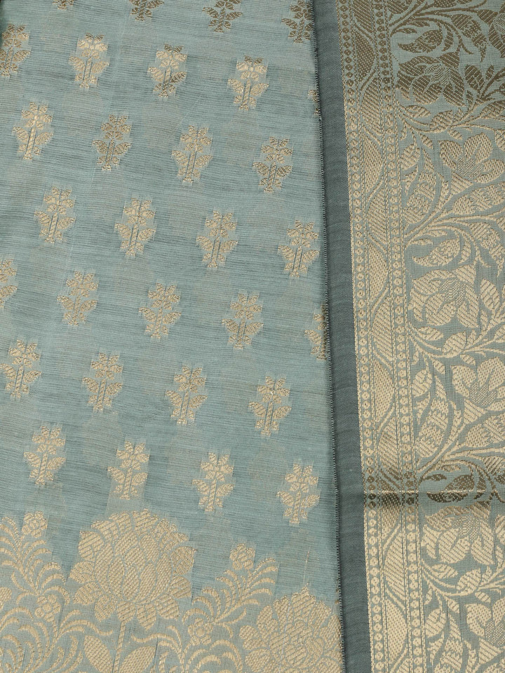 Woven Design Chanderi Unstitched Suit With Pant &amp; Dupatta