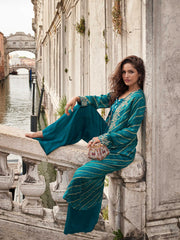 Embroidered Chinon Choli With Plazzo & Jacket