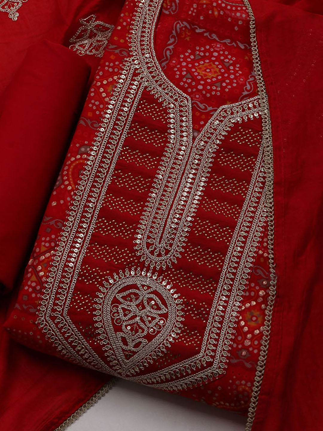 Neck Embroidered Muslin Unstitched Suit With Dupatta
