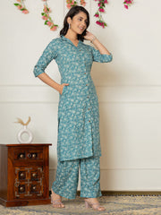 Printed Cotton Blend Kurta With Pants