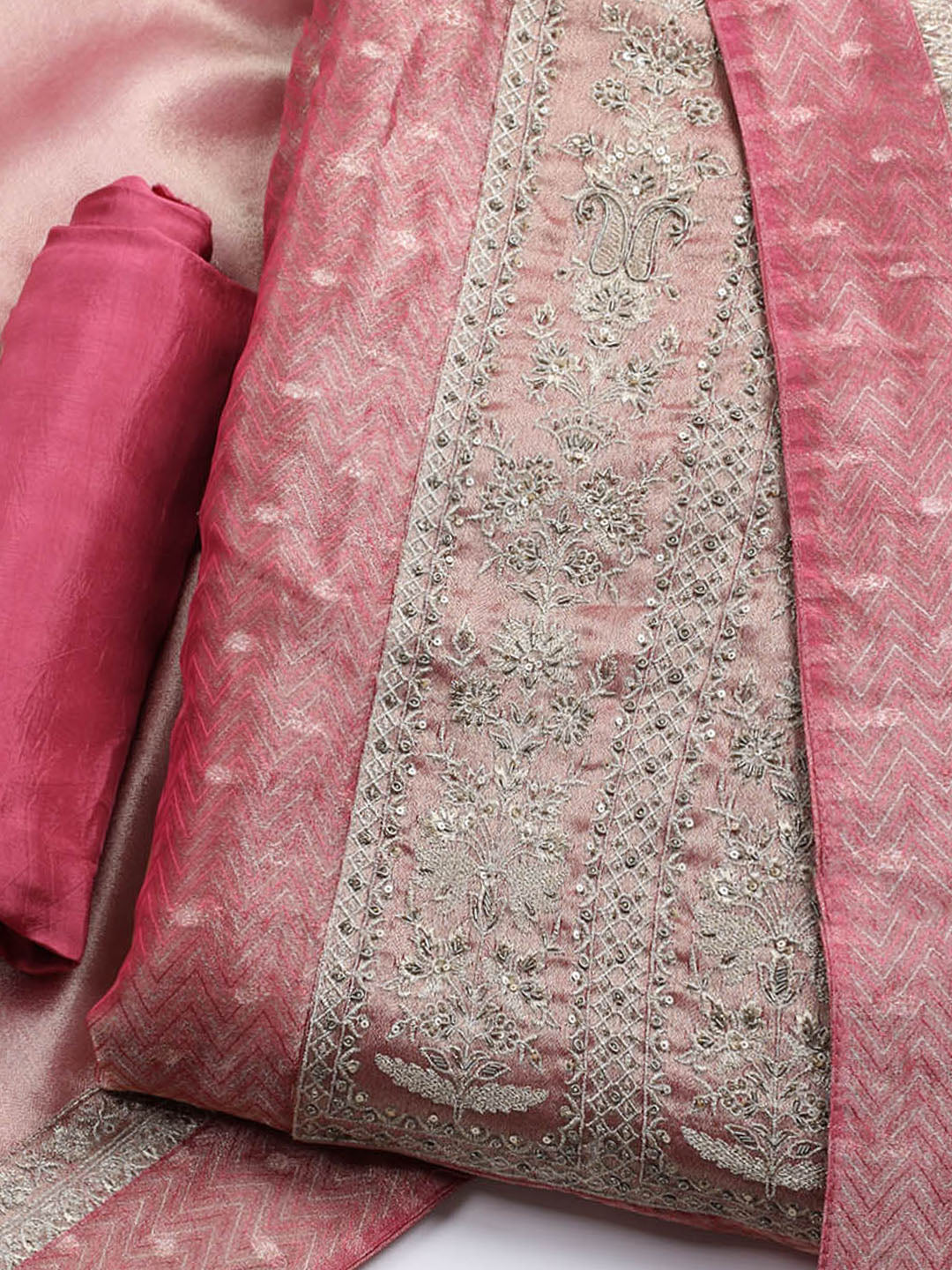 Banarasi Tissue Unstitched Suit With Dupatta