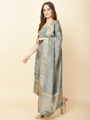 Floral Woven Chanderi Unstitched Suit Piece With Dupatta