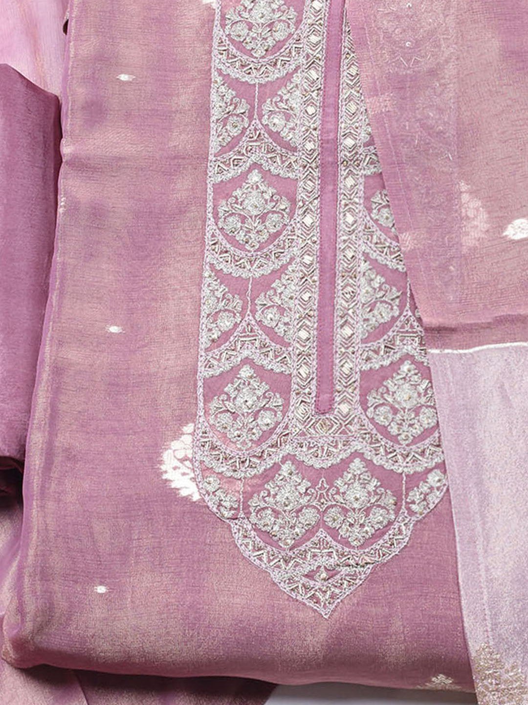 Embroidered Tissue Unstitched Suit With Dupatta