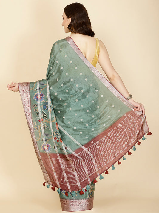 Digital Floral Printed Cotton Handloom Saree