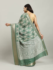Ajrak Printed Cotton Blend Woven Saree