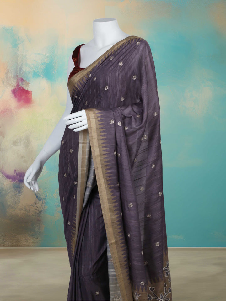 Printed &amp; Embroidered Booti Art Silk Saree